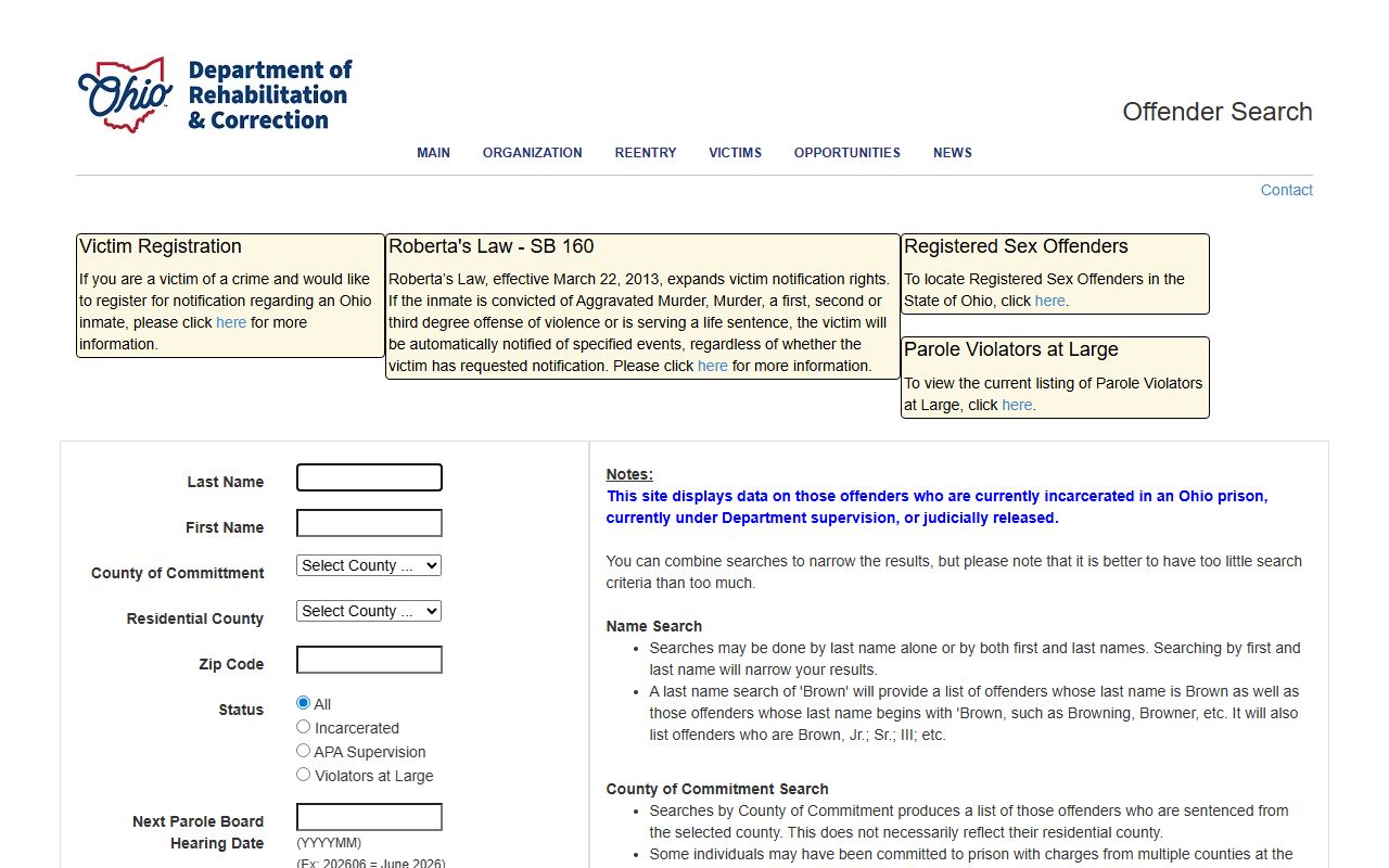 Southeastern Correctional Institution inmate lookup through ODRC Offender Search