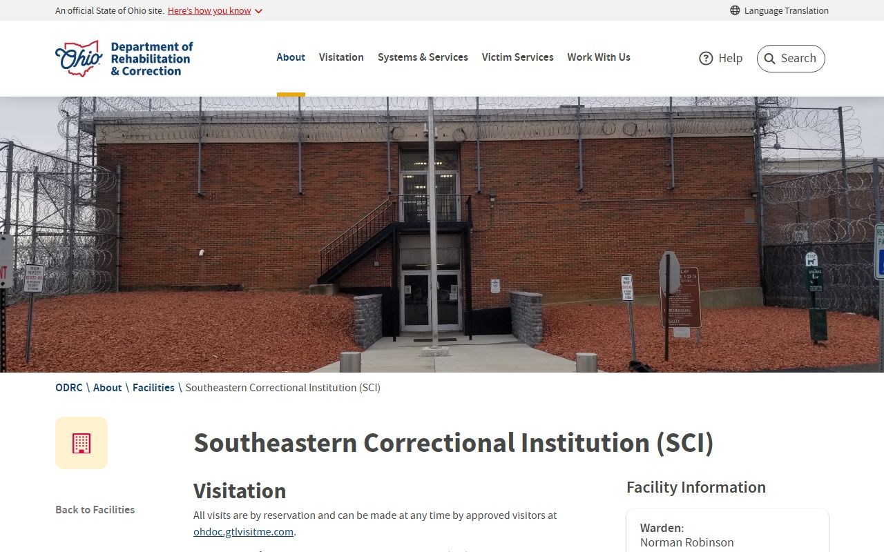Southeastern Correctional Institution inmate lookup and ODRC facility page
